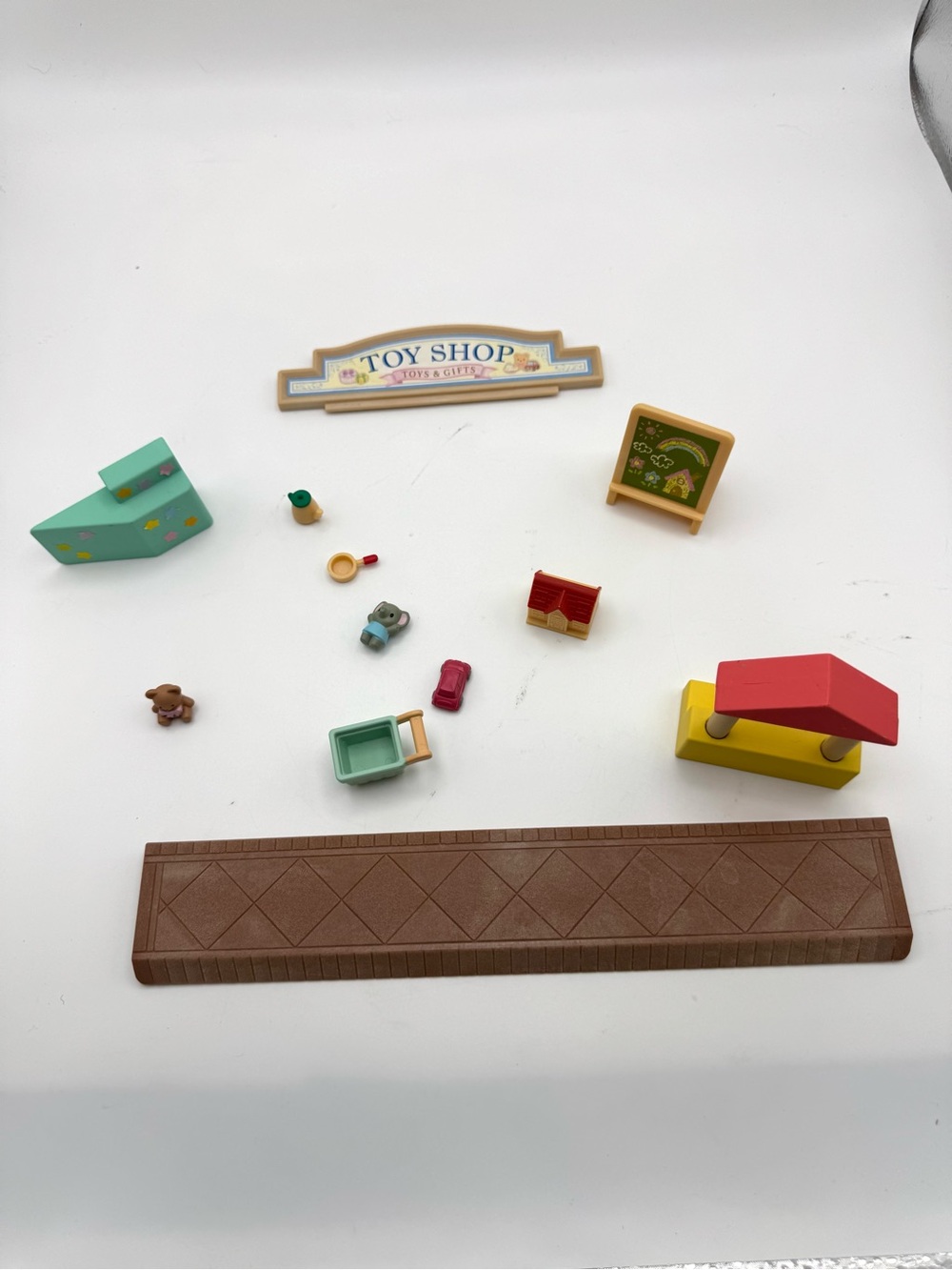 Wooden Toy Shop Accessory Set in Red, Yellow, Green, Mint